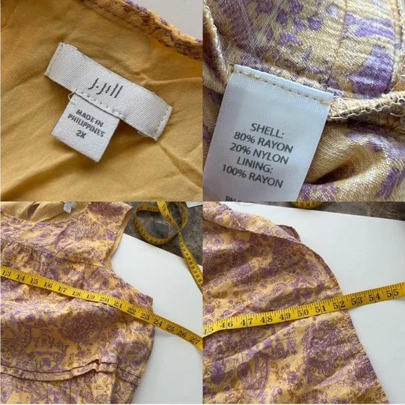 J Jill Boho Tiered Maxi Dress Paisley Print Sleeveless Cottagecore Peasant 2X - Picture 8 of 8